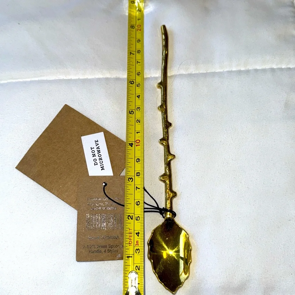 Creative Co-Op Brass Leaf Spoon